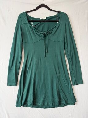 Heart Hips Womens Babydoll Forest Fairy Grunge Mini Dress L Green Goblin Stretch